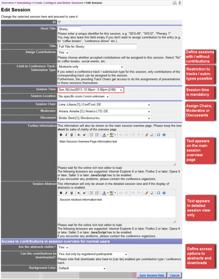 ConfTool: Create the Conference Agenda